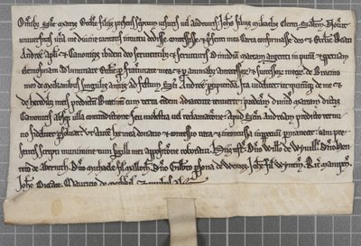 Pittance-Schrift: Urkunde zur Gewährung von Almosen an die Kirche des Heiligen Andreas des Apostels von Unbekannt