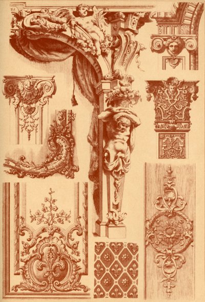Stuckornamente, Frankreich, 17. und 18. Jahrhundert, 1898 von Unbekannt