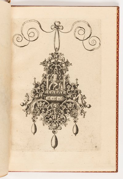 Tafel 4, aus Monilium Bullarum Inauriumque Artificiocissimae Icones, Ioannis Collaert Opus Postremum (Entwürfe für Halsketten, Anhänger und Ohrringe von höchster Kunstfertigkeit, das letzte Werk von Joannis Collaert) von Unbekannt
