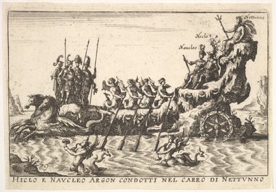 Platte 9: Argonauten Hicleus und Naucleus geführt im Floß von Neptun von Unbekannt