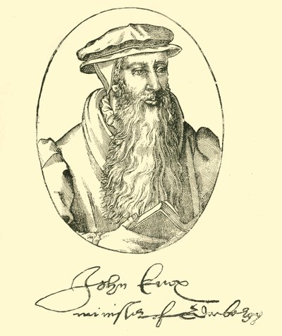 Porträt und Autogramm von John Knox, um 1550-1560, 1890 von Unbekannt