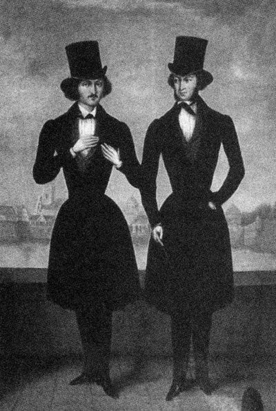 Porträt von Alexander Puschkin und Nikolai Gogol, erstes Viertel des 19. Jahrhunderts von Unbekannt