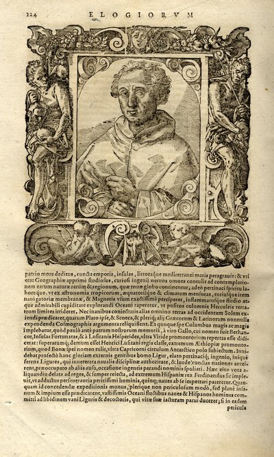 Porträt von Christoph Kolumbus. Aus Elogia virorum bellica virtute illustrium von Paolo Giovio von Unbekannt