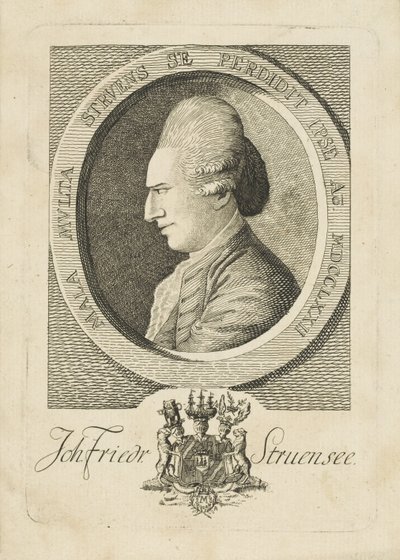 Porträt von Graf Johann Friedrich Struensee, 1737-1772, 1773 von Unbekannt