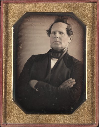 Porträt eines Mannes, der sich von der Kamera weglehnt, späte 1840er Jahre von Unbekannt