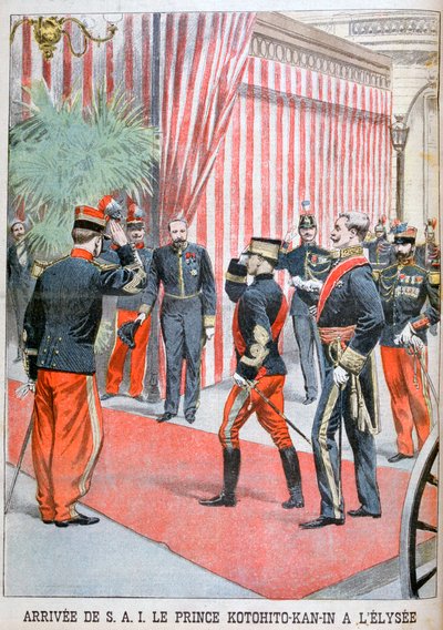 Prinz Kotohito Kan bei der Ankunft im Élysée-Palast, Paris, 1900 von Unbekannt