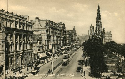Princes Street Blick nach Osten, Edinburgh, ca. 1920er Jahre von Unbekannt