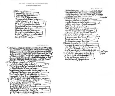 Prologe und Texte aus dem Manuskript der Corpus Christi Spiele, 15. Jahrhundert, 1840 von Unbekannt