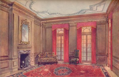 Innenraum der Königin Anne, mit elisabethanischen Stühlen, 18. Jahrhundert, 1910 von Unbekannt