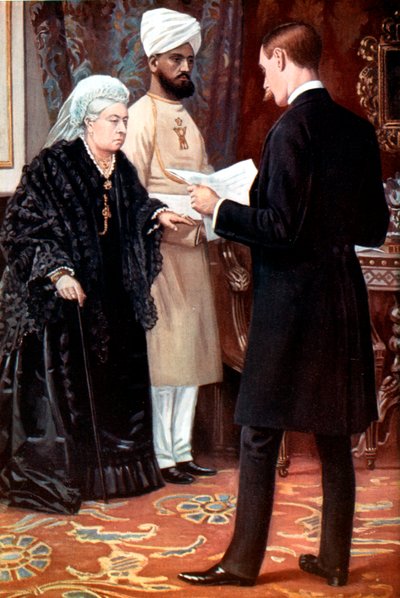Königin Victoria hört eine Depesche von der Front während des Burenkriegs, 1899-1901 von Unbekannt