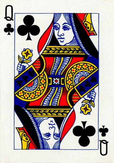 Königin der Kreuzkarten aus einem Kartenspiel von Goodall & Son Ltd., um 1940 von Unbekannt