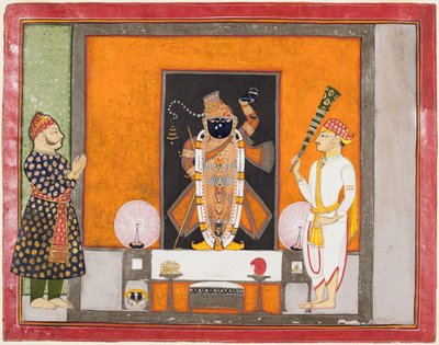 Raja Ram Singh verehrt Krishna als Brij Nathji den Bräutigam, ca. 1820 von Unbekannt