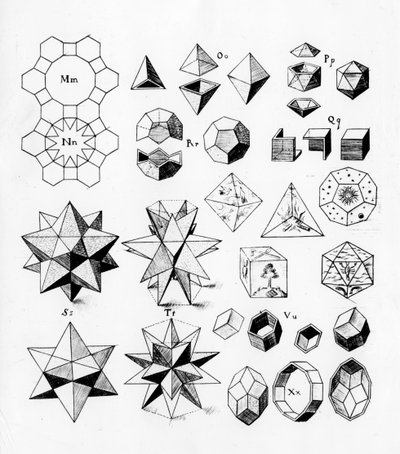 Regelmäßige geometrische Körper verschiedener Typen, 1619 von Unbekannt