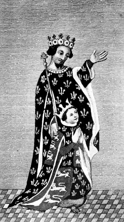 Richard II. und sein Vater, der Schwarze Prinz, 14. Jahrhundert, 1910 von Unbekannt