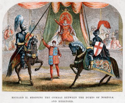Richard II. stoppt den Kampf zwischen den Herzögen von Norfolk und Hereford, 1398 von Unbekannt