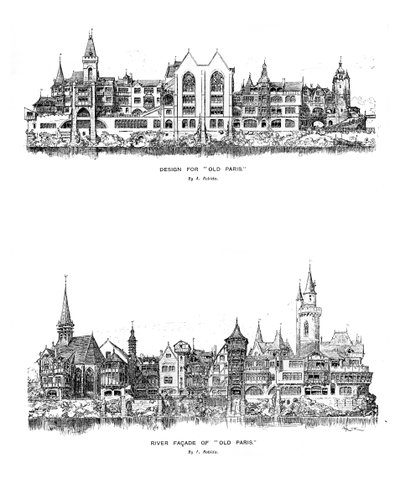 Flussfassade und Entwurf für Alt-Paris, 1899 von Unbekannt