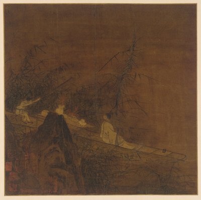 Flussszene: Ein Boot unter wilden Bambus, Ming-Dynastie, 1368-1644 von Unbekannt