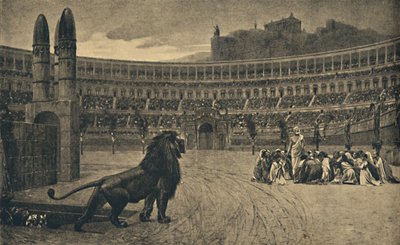 Rom - Circus Maximus - Letztes Gebet der Christen, die den wilden Tieren vorgeworfen wurden, 1910 von Unbekannt