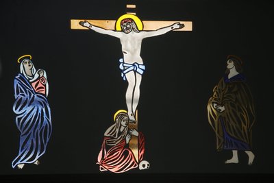 Koptische Kunst in der St.-Antonius-Kirche: Jesus am Kreuz, Jerusalem, Israel von Unbekannt