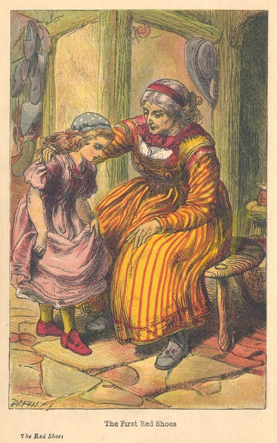 Szene aus Die roten Schuhe von Hans Christian Andersen, um 1879 von Unbekannt