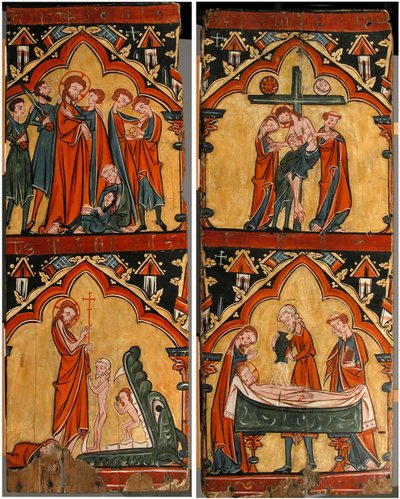 Szenen aus dem Leben Christi: Verhaftung Christi, Christus in der Vorhölle, Abstieg vom Kreuz, 13. Jahrhundert von Unbekannt
