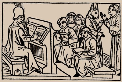 Schulunterricht. Aus Speculum Vitae Humanae von Rodericus Zamorensis, 1479 von Unbekannt