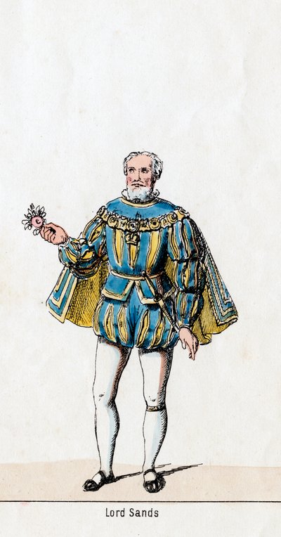 Sir William Sands, Kostümentwurf für Shakespeares Stück, Heinrich VIII, 19. Jahrhundert von Unbekannt