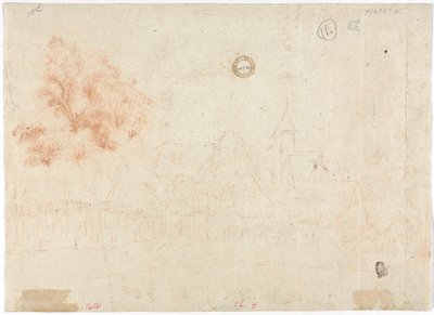 Skizze eines Dorfes (verso), 18. Jahrhundert von Unbekannt