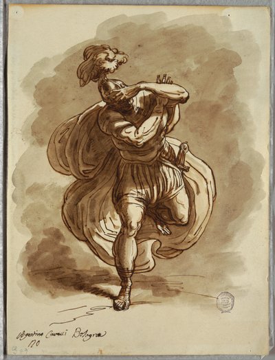 Skizzenbuch-Folio, Blinder Soldat, Detail aus der Bekehrung des heiligen Paulus, Studie nach Agostino Carracci von Unbekannt
