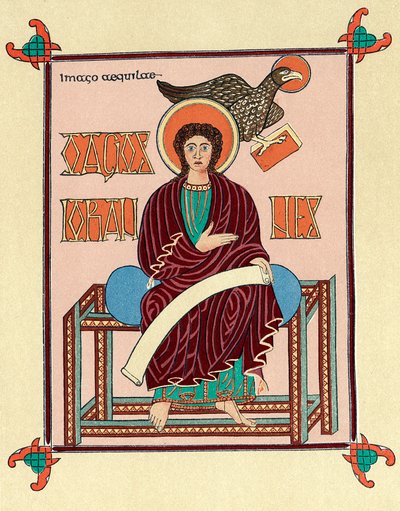 St. Johannes der Evangelist aus dem Lindisfarne-Durham-Evangelienbuch, um 720 von Unbekannt