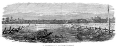 St Kilda Road, Südseite der Princes Bridge - Überschwemmungen in Melbourne, Australien, 1864 von Unbekannt