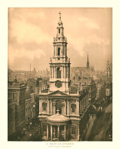St Mary-le-Strand, Blick von Westen, Mitte bis Ende 19. Jahrhundert von Unbekannt