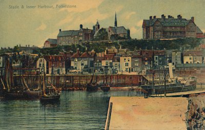 Stade & Innerer Hafen, Folkestone, spätes 19. - frühes 20. Jahrhundert von Unbekannt