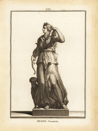 Statue der Diana Venatrix, römische Göttin der Jagd, mit Bogen, Pfeil und Köcher von Unbekannt