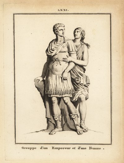 Statue eines römischen Kaisers und einer Frau von Unbekannt