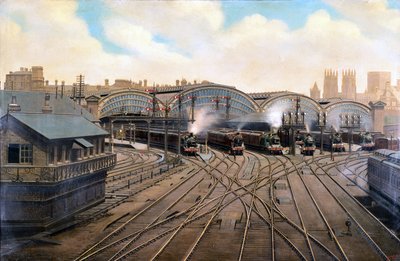 Dampflokomotiven am Bahnhof York, Yorkshire, ca. 1910 von Unbekannt