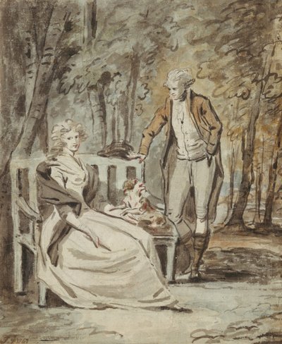 Studie für ein Porträt: Eine Dame und ein Herr in einem Park, ca. 1780 von Unbekannt