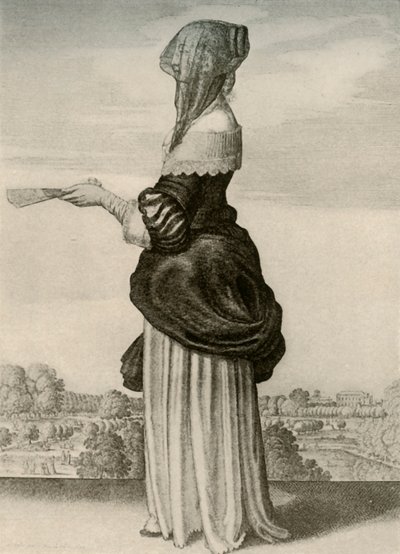 Sommer - Übliche Sommerkleidung einer englischen Dame, Regierungszeit von Charles I., ca. 1620-1640, 1937 von Unbekannt