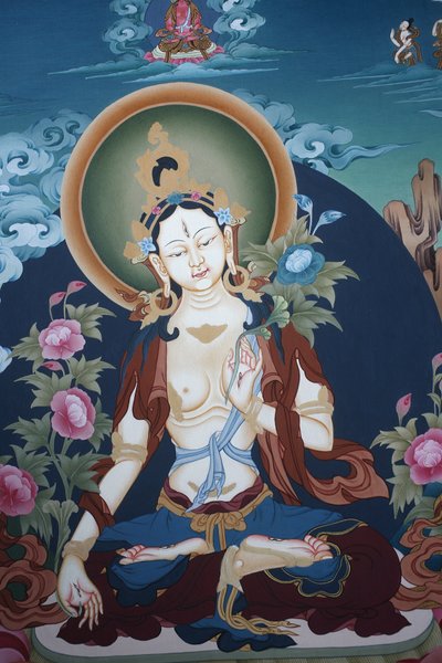 Thangka, die Göttin Weiße Tara darstellend, buddhistisches Symbol für langes Leben, Bhaktapur, Nepal von Unbekannt
