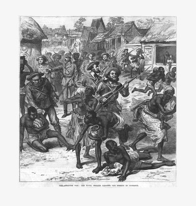 Der Ashantee-Krieg: die Marinebrigade räumt die Straßen von Coomassie, 1874 von Unbekannt