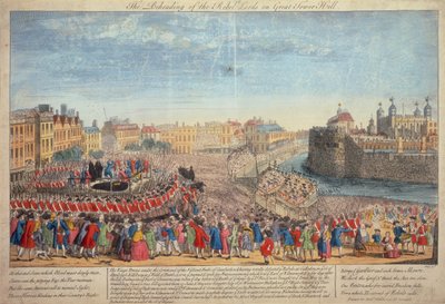 Die Enthauptung der Rebellenführer auf Great Tower Hill, um 1746 von Unbekannt
