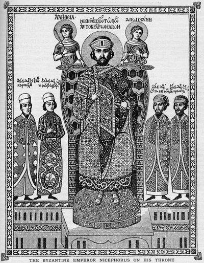Der byzantinische Kaiser Nicephorus auf seinem Thron, 11. Jahrhundert, 1908 von Unbekannt