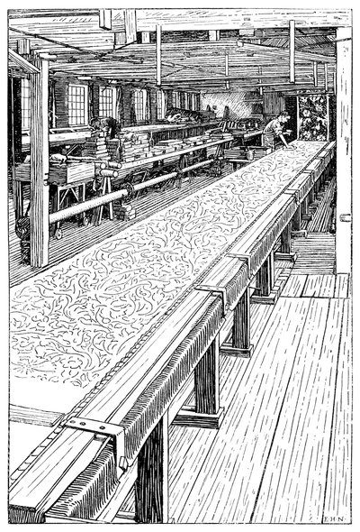 Der Chintz-Druckraum, Merton Abbey Mills, London von Unbekannt