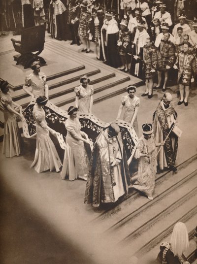 Die Krönungszeremonie in der Abtei: Die Prozession der Königin, 1937 von Unbekannt