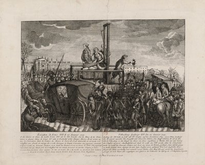 Die Hinrichtung von Ludwig XVI. auf dem Place de la Révolution am 21. Januar 1793, ca. 1793 von Unbekannt