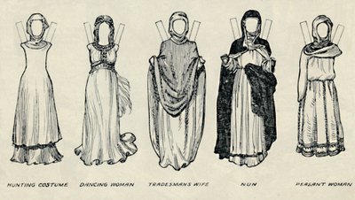 Die Galerie der britischen Kostüme: Kleidungsarten in der frühen Plantagenet-Zeit, um 1934 von Unbekannt