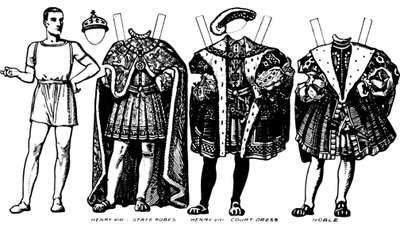 Die große Galerie der britischen Kostüme: Kleid getragen in der Zeit von Heinrich VIII., um 1934 von Unbekannt