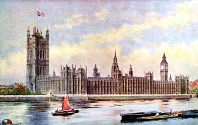 Die Houses of Parliament vom Lambeth Palace, Westminster, London, ca. 1905 von Unbekannt