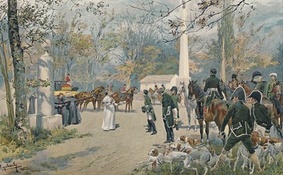 Das Treffen von Napoleon und Pius VII. in Fontainebleau, 1813, 1896 von Unbekannt