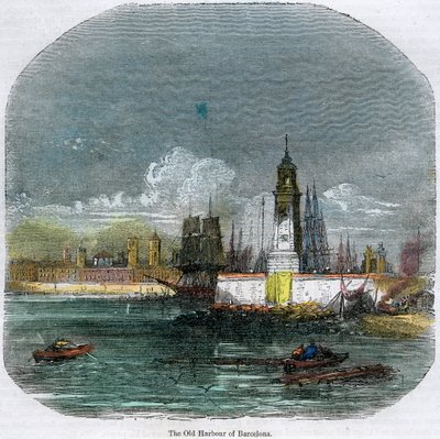 Der alte Hafen von Barcelona, Katalonien, Spanien, um 1880 von Unbekannt